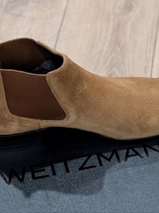 $975 Mens Stuart Weitzman "Adwin" Suede Chelsea Boots Tan 44 US 11 main image 7
